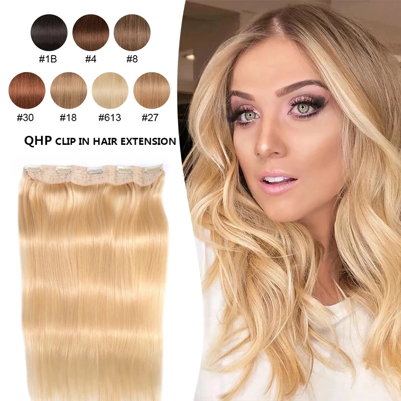 Clip In Human Hair straigh honey blonde color 27#