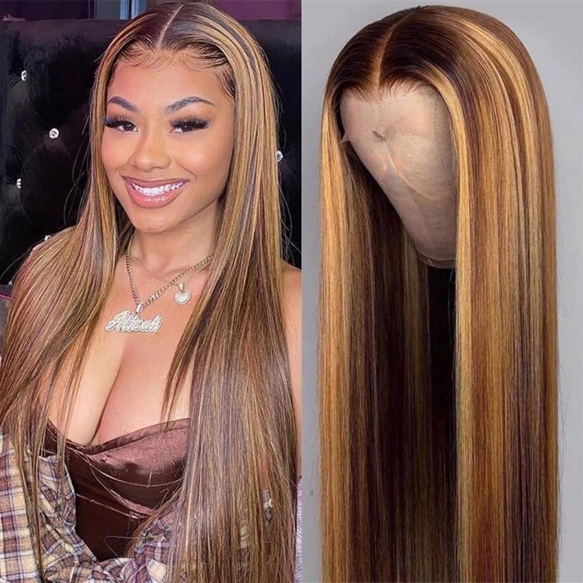 13x4 lace frontal wig ombre two tone P4/27# straight 100% human hair