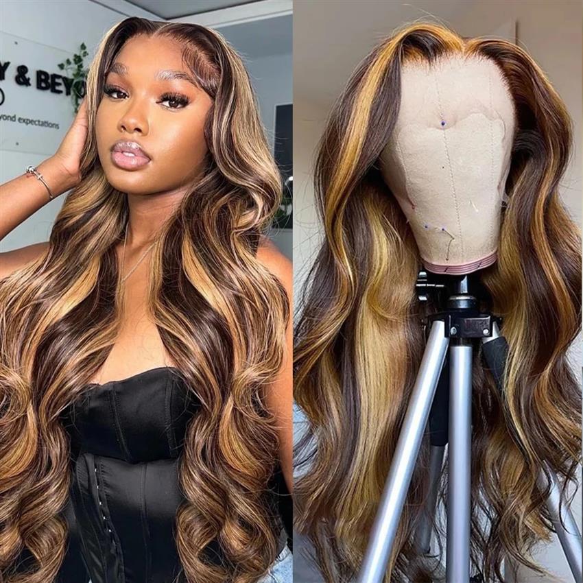 13x4 lace frontal wig ombre two tone P4/27# body wave 100% human hair
