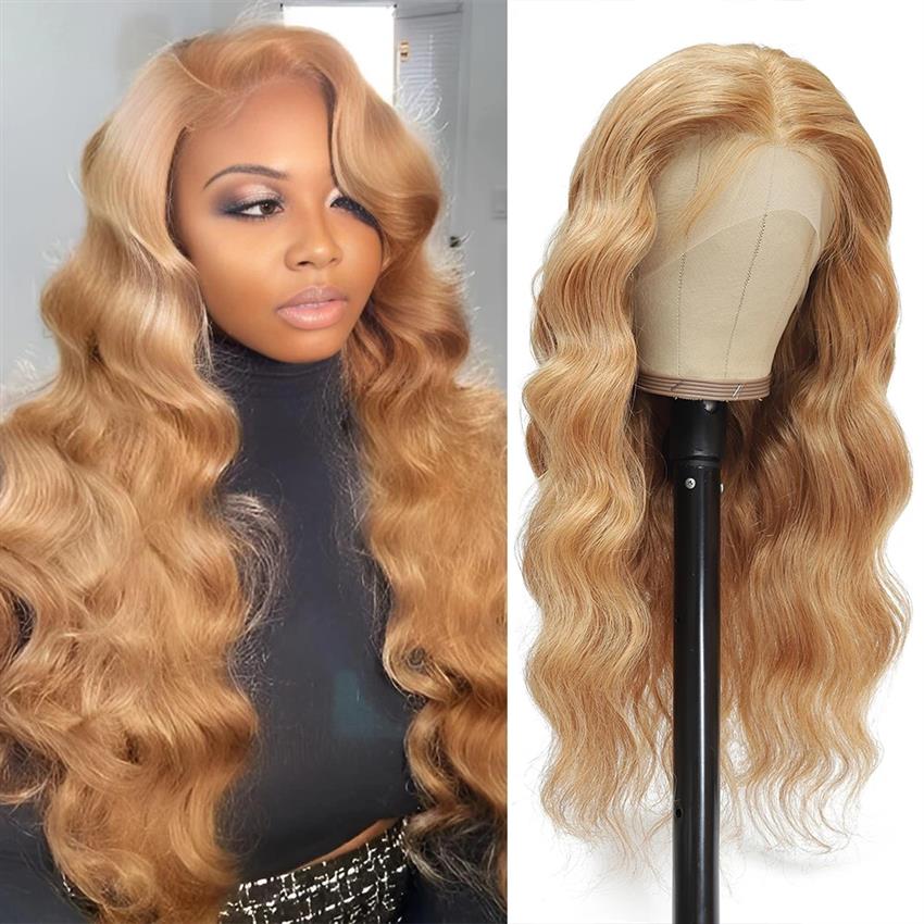 13x4 lace frontal wig honey blonde color body wave