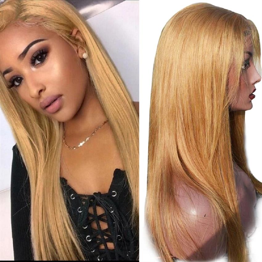 13x4 lace frontal wig honey blonde color straight