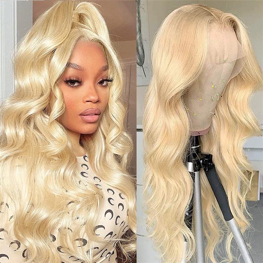 13x4lace wig 613 white color body wave