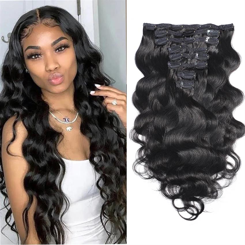 Clip In Human Hair body wave  Natural color