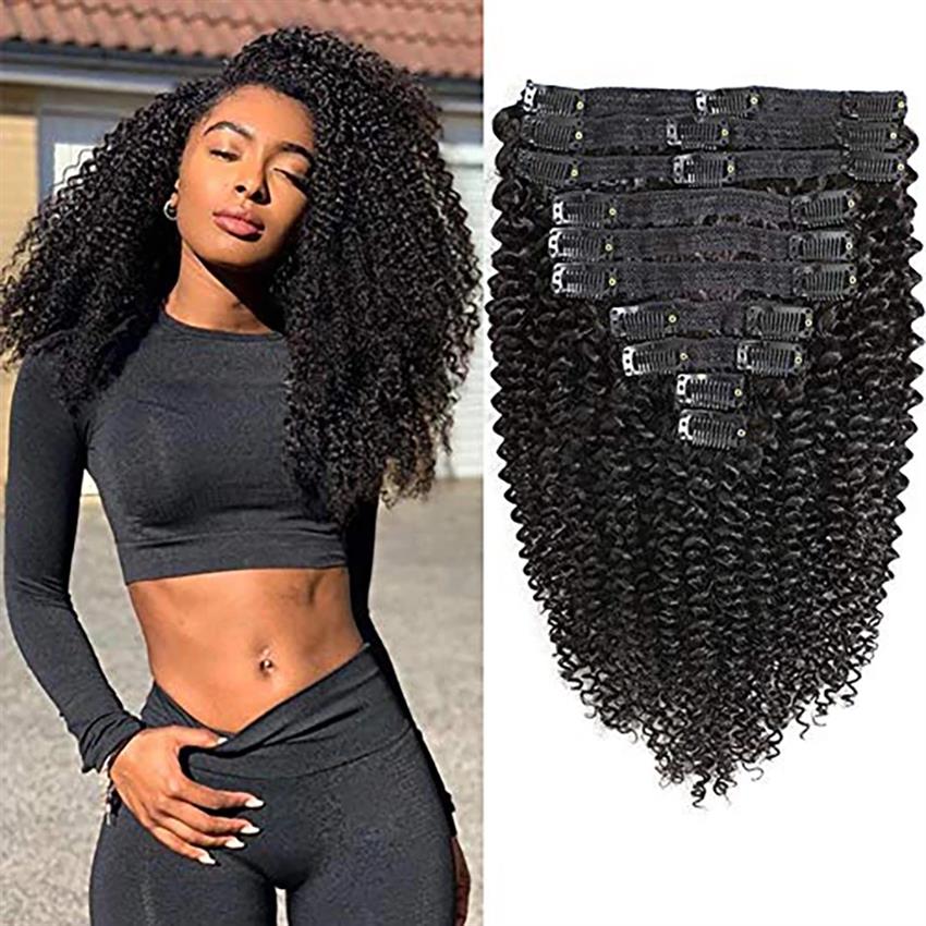 Clip In Human Hair kinky straight wave  Natural color