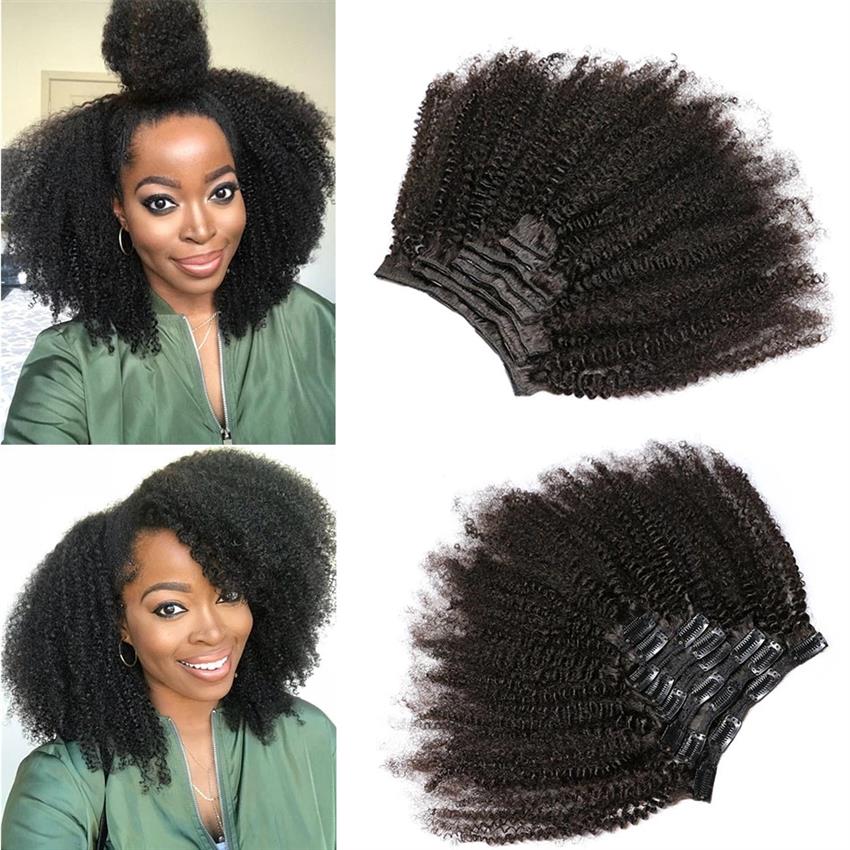 Clip In Human Hair Afro kinky curly  Natural color