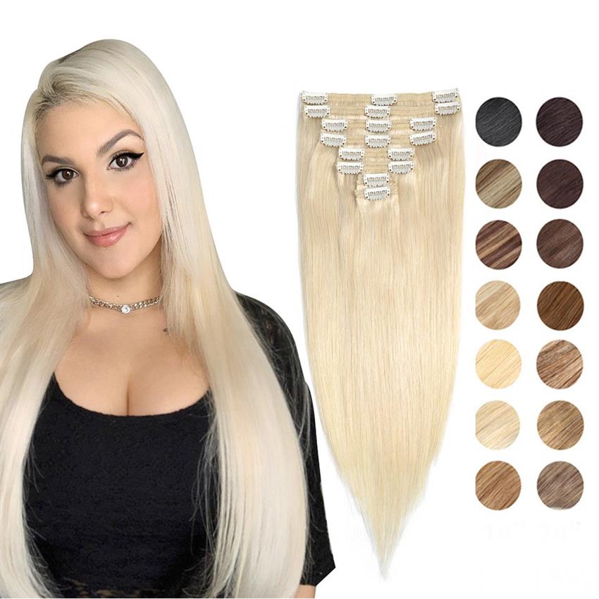 Clip In Human Hair white color 613 straight