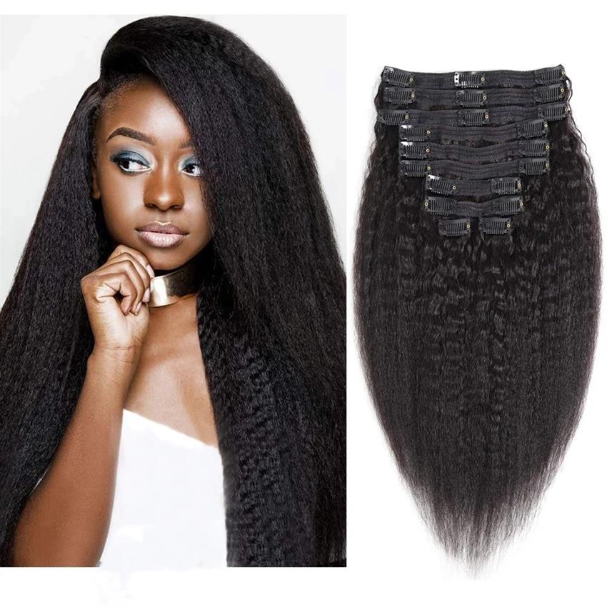Clip In Human Hair kinky straight  Natural color