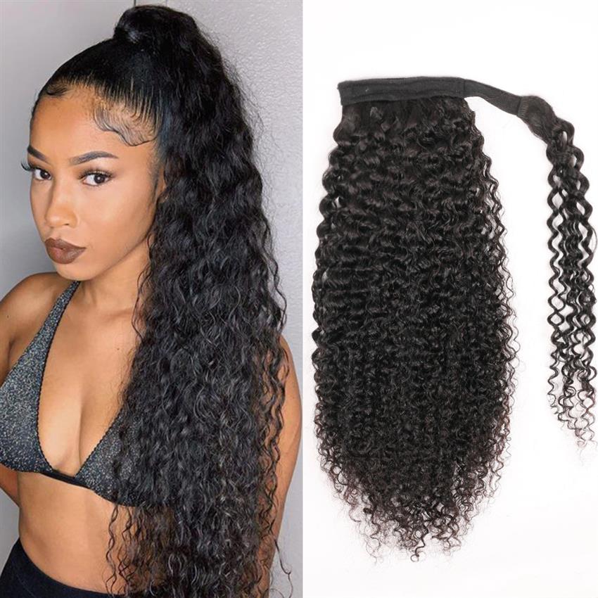 pony tail natural color 1B# curly wave