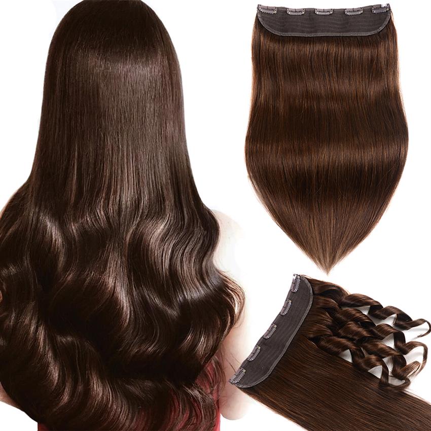 Clip In Human Hair straight  dark brown color 2#