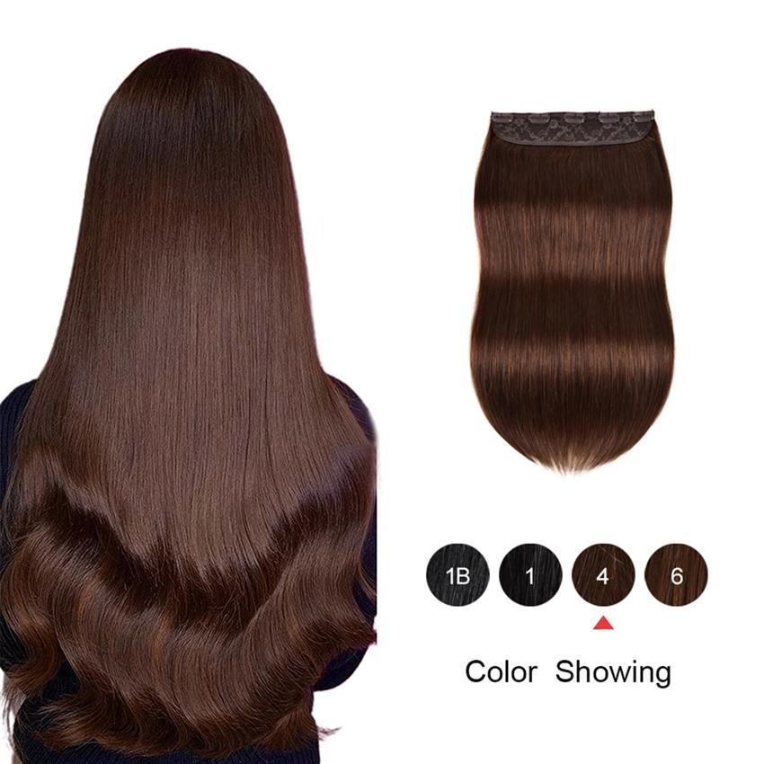Clip In Human Hair straight light brown color 4#