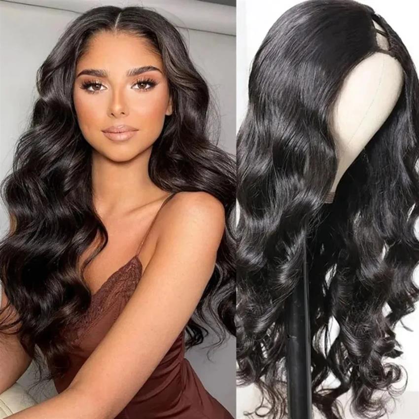U part wig body wave natural color 1B#